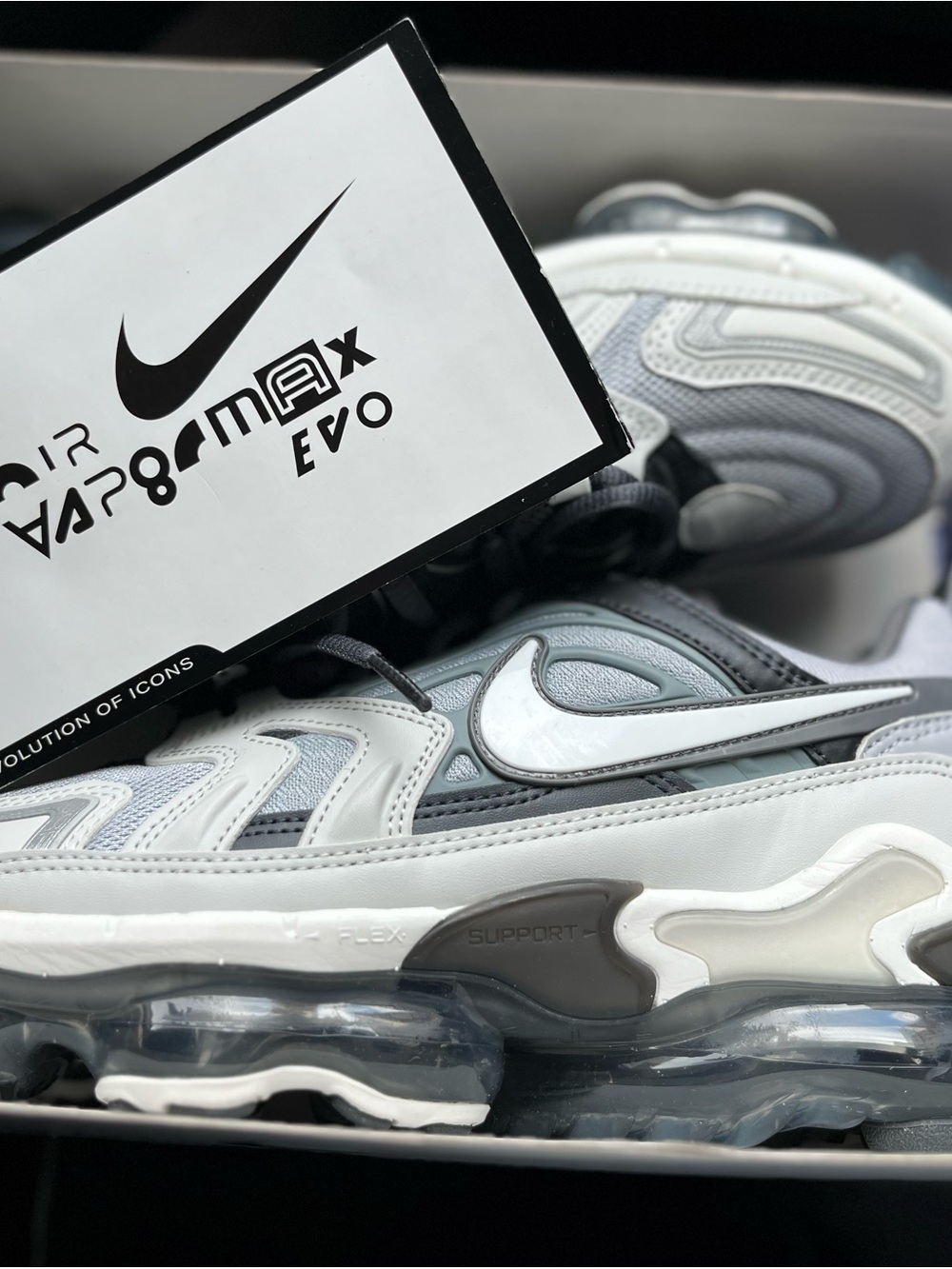 Nike VaporMax Evo Grey and White Sneakers